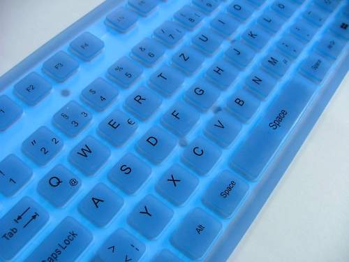 Felxible Silikontastatur blau mit blauer Beleuchtung USB & PS2