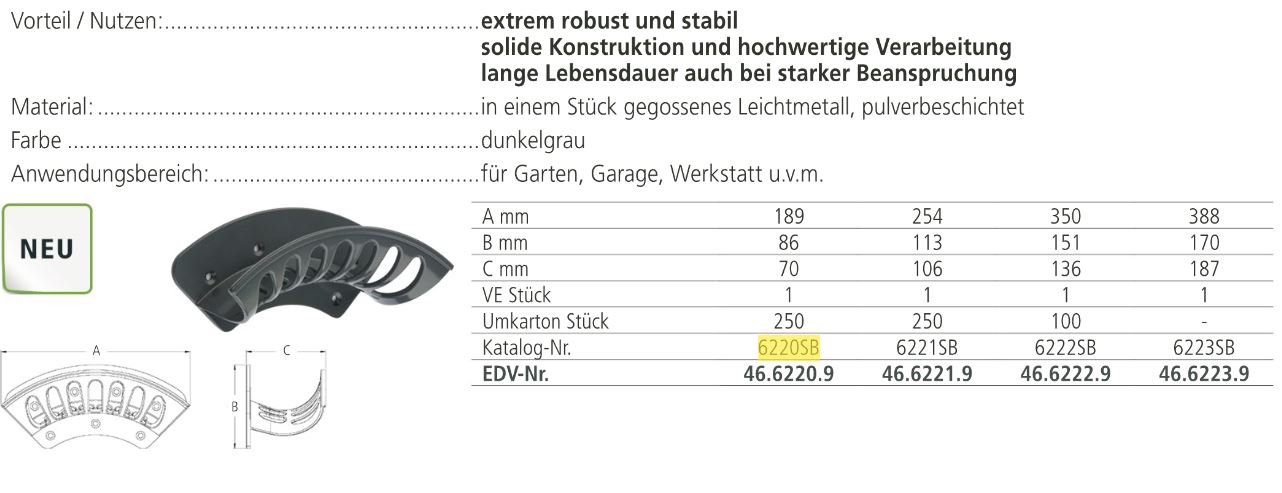 Wandschlauchhalter P Leichtmetall pulverbesch. KLEIN